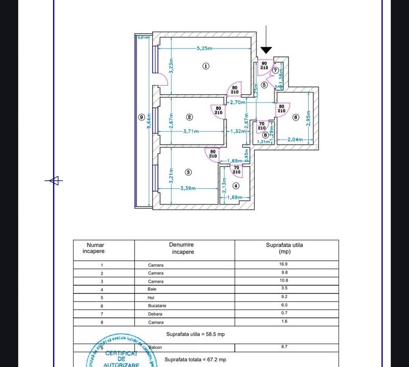 Bd. Timisoara, Loto, apartament 3 camere de vanzare, 67,2 mp, etaj 1/10.